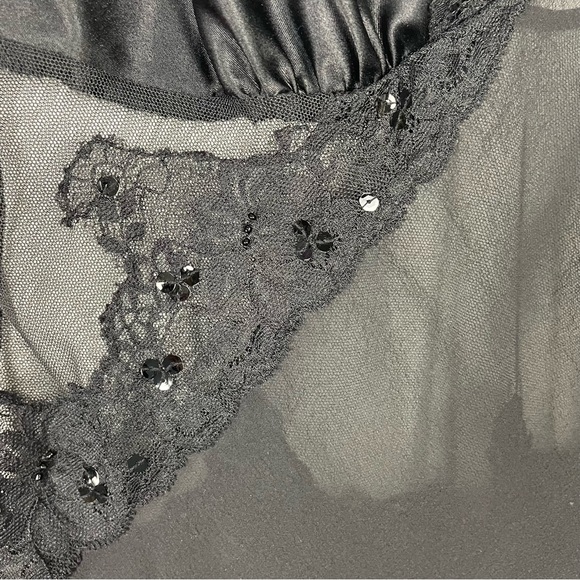 Vintage Y2K Victoria’s Secret Silk Mini Slip Dress Sheer Lace Size M Black - Picture 10 of 15